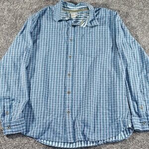 Carbon2Cobalt Button Up Shirt Mens M Blue Textured Plaid Cotton L/S 133491